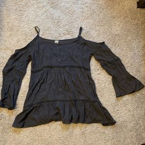 Flowy Paper Crane Top with Shoulder Cutout